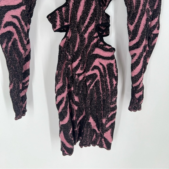 Dundas x Revolve Jett Jacquard Cut Out Mini Dress In Animal Jacquard - Picture 4 of 7